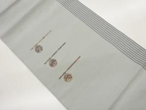 手織り紬鈴に紅葉模様織出し開き名古屋帯（額縁仕立て）